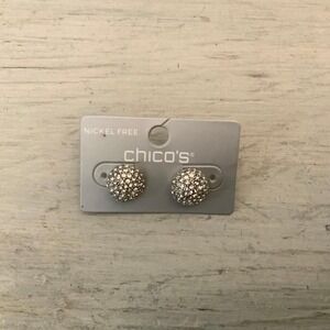 Chico's Nickel Free Silver Rhinestone‎ Cluster Ball Stud Earrings New